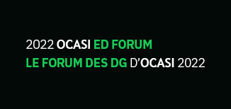 Logo of OCASI ED Forum on black background