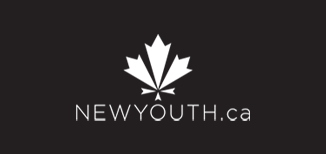 Logo of NewYouth in white on gray background