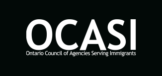 Logo of OCASI in white on black background