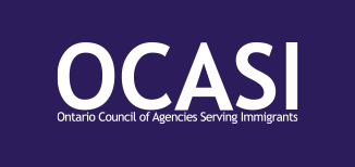 Logo of OCASI in white on blue background