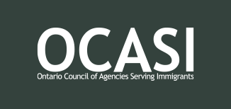 Logo of OCASI on gray background