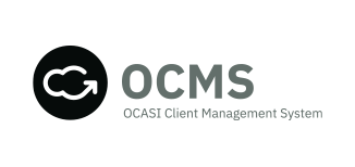 Logo of OCMS in two colours on white background