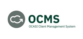 Logo of OCMS in two colours on white background