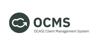 Logo of OCMS in gray on white background