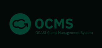 Logo of OCMS on black background