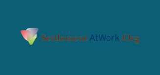 Logo of SettlementAtWork on blue background