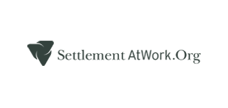 Logo of SettlementAtWork in gray on white background