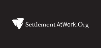 Logo of SettlementAtWork in white on black background